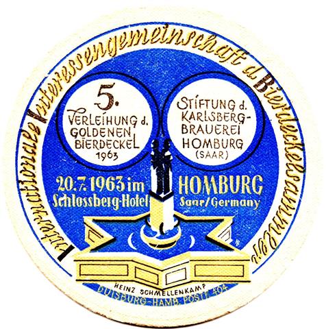 homburg hom-sl karlsberg ibv 1b (rund215-goldener bierdeckel 1963) 